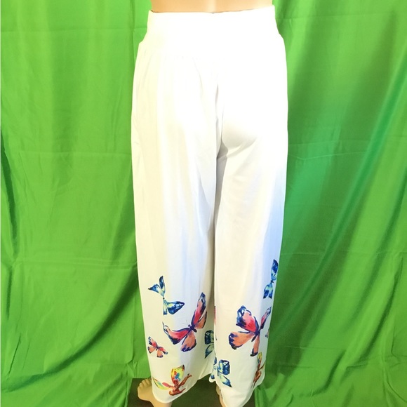 Slit Butterfly Print Wide Leg Pants NWOT - Picture 5 of 13